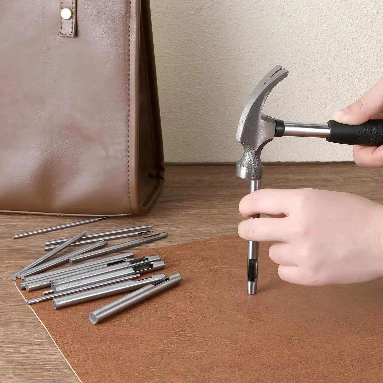 Pro Grade Beefy Leather Hole Punch Set With 0.5 To 7mm Hollow Punches Durable Metal Round Punches Belt Hole Puncher For Belts Watch Bands Paper And Plastic Includes 17 Pieces For Quick Holes - Image 4