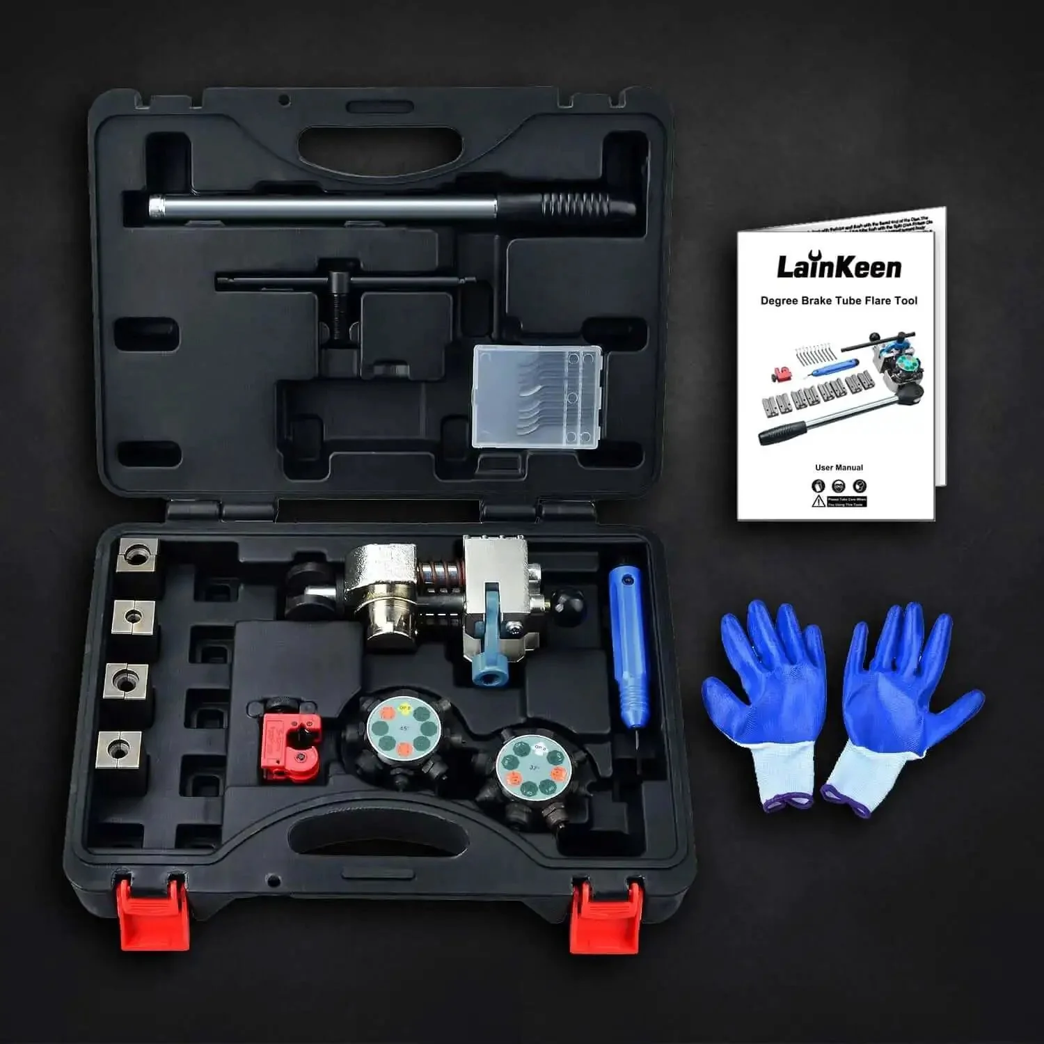 Pro Grade Brake Line Flaring Tool Kit With 37 And 45 Degree Flare Sets For Three Sixteenths, One Quarter, Five Sixteenths, Three Eighths Inch Tubing, Bubble And Double Flare Options, Works On Steel, Stainless, Copper And Aluminum Lines - Image 7