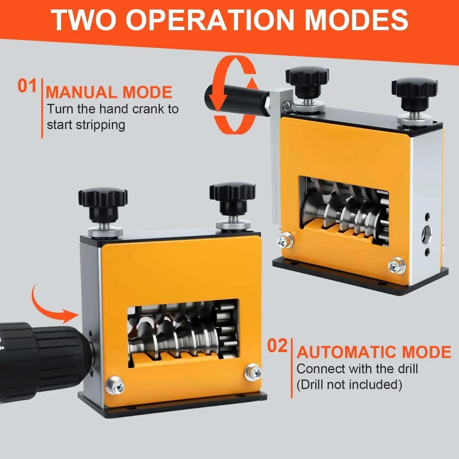Pro Grade Cable Stripper Tool For 3 To 17mm Wires With 6 Channel And 5 Blades Drill Powered Or Hand Crank Dual Drive Replacement Blades Included Built Tough From Steel And Durable Plastic - Image 3