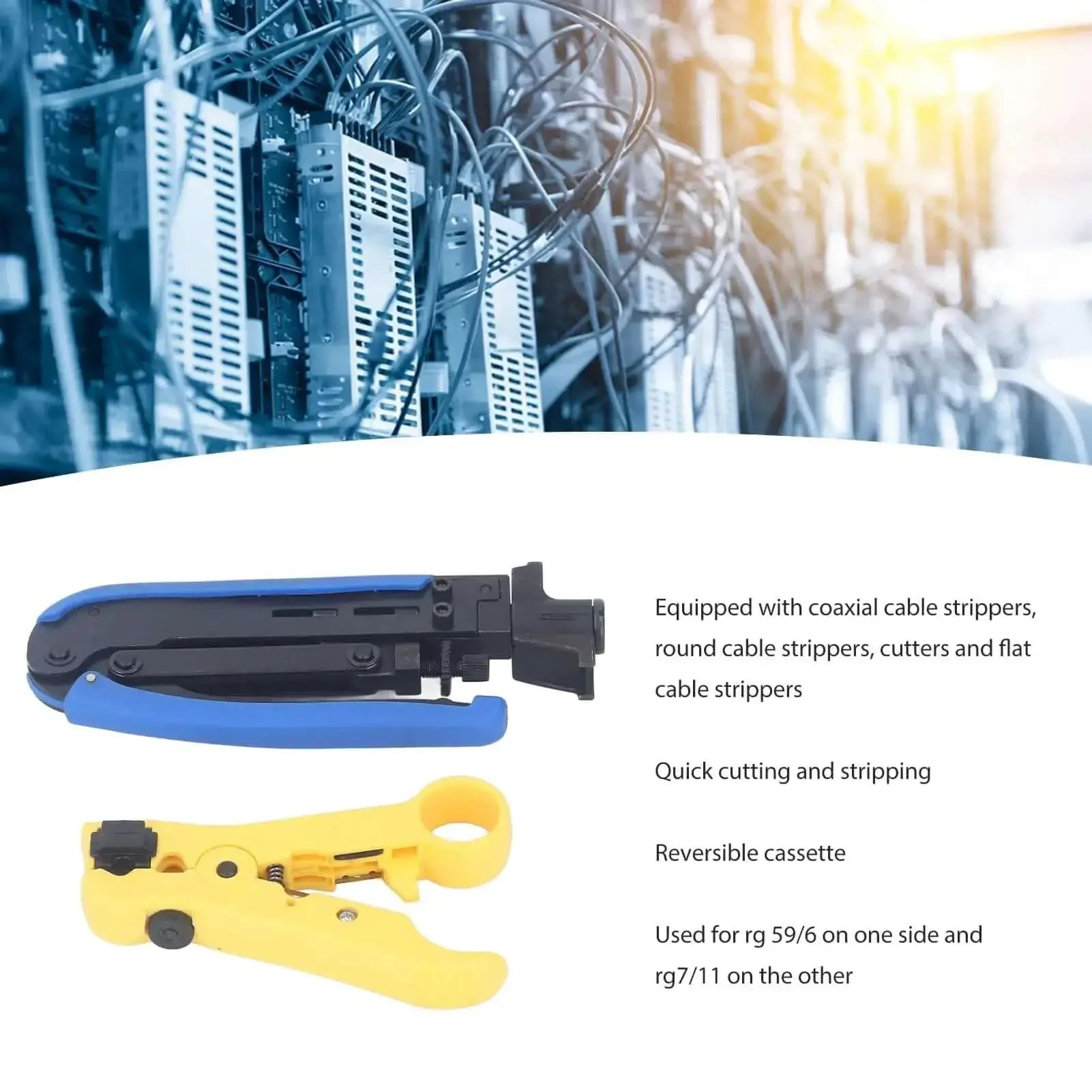 Pro Grade Coaxial Cable Crimp And Strip Kit With 10 RG6 F Connectors And Adjustable F Head For RG6 RG59 RG11 And 75 5 7 Metric And Imperial Heads Steel Blades Built Tough For Fast Easy Crimp And Clean Stripping - Image 6