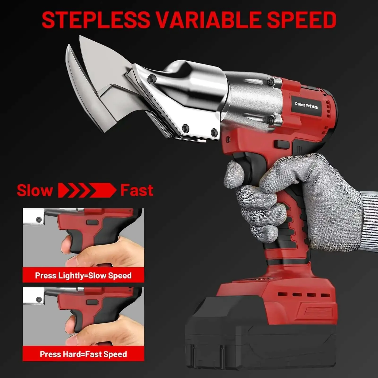 Pro Grade Cordless Metal Shears With 18V Power, 360 Degree Rotating Head, 221 Ft-Lbs Torque, Brushless Electric Sheet Metal Cutter For Stainless Steel And Iron, Battery Not Included, Not For Wave-Shaped Sheets - Image 2