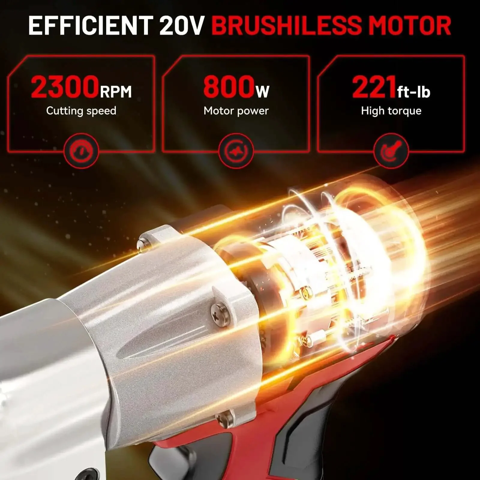 Pro Grade Cordless Metal Shears With 18V Power, 360 Degree Rotating Head, 221 Ft-Lbs Torque, Brushless Electric Sheet Metal Cutter For Stainless Steel And Iron, Battery Not Included, Not For Wave-Shaped Sheets - Image 6