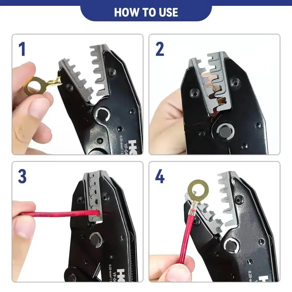 Pro Grade Crimping Tool For Non Insulated Open Barrel Terminals And JST Molex TE Connectors AWG 24 To 10 0.25 6mm2 With Chrome Moly Steel Cutting Jaw And Reliable Ratchet Mechanism For Automotive And Electronics Wiring - Image 2