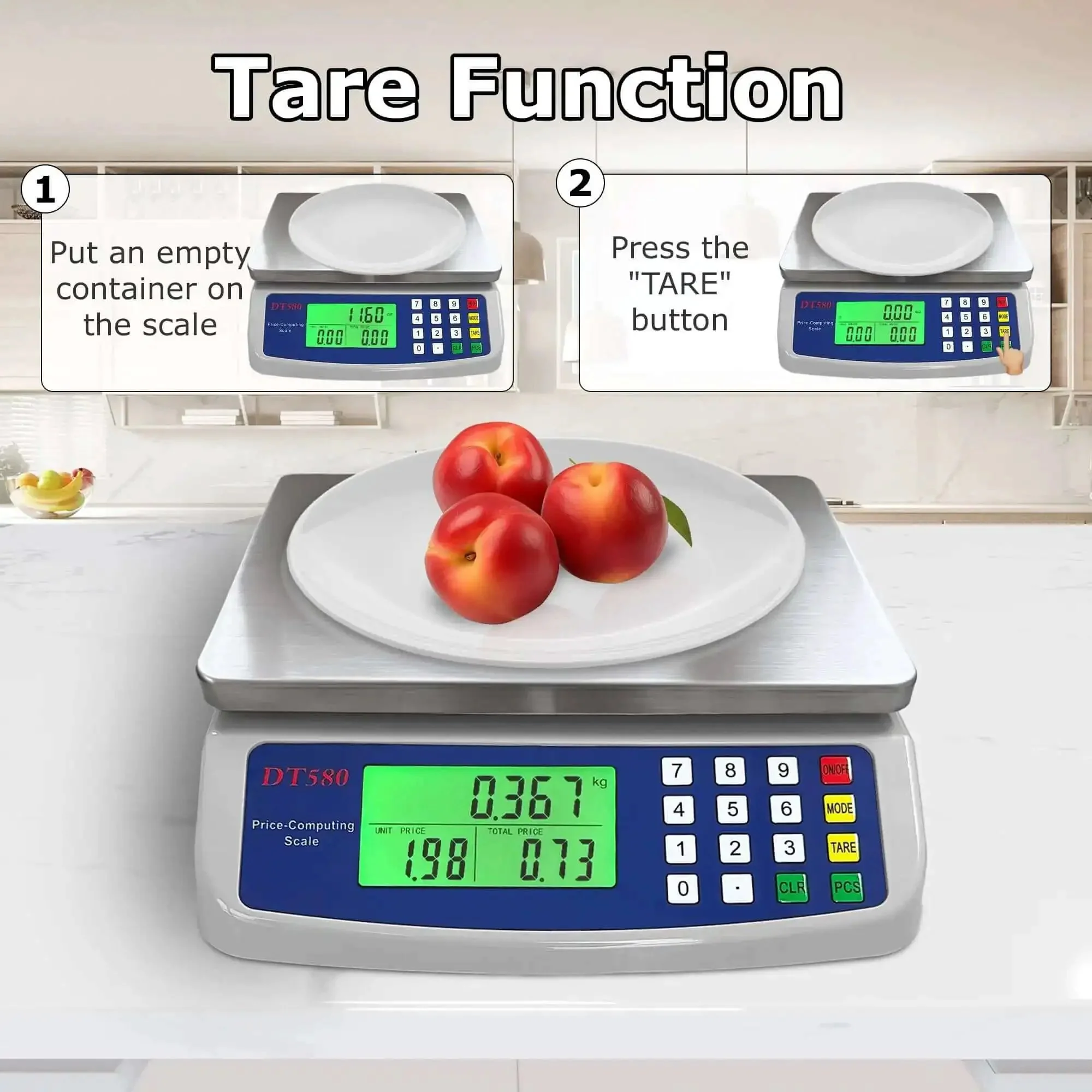 Pro Grade Digital Kitchen Scale 40kg 88lb Stainless Steel With LCD Display For Price Computing And Item Counting Deli Scale For Baking Bread Cooking Meat Prep Coins And Parts Adapter Included - Image 5