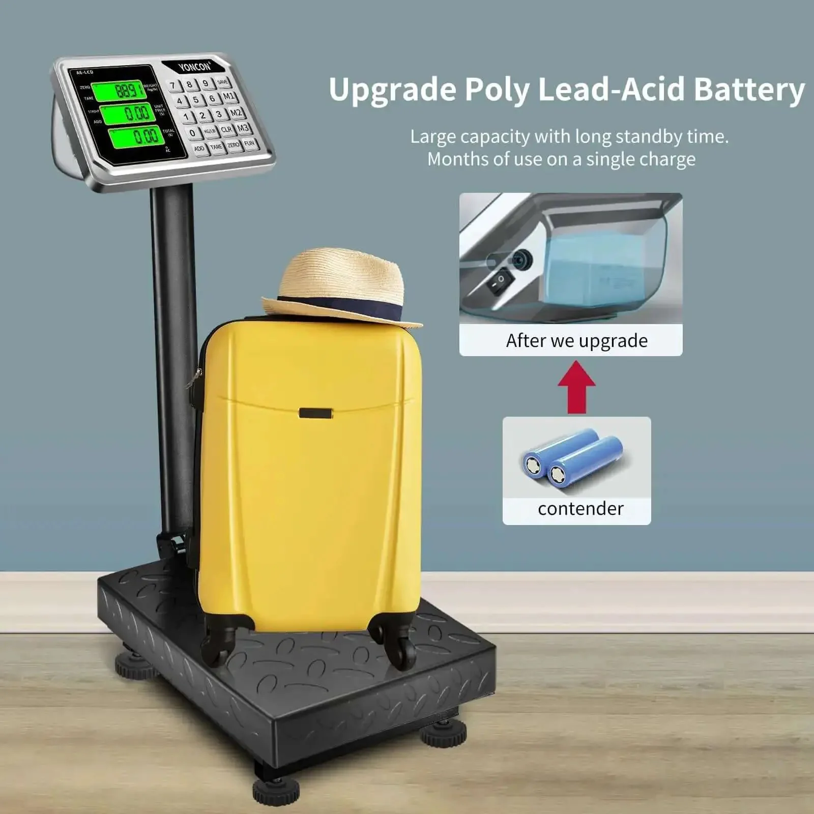 Pro Grade Digital Platform Scale For Packages And Luggage, 661 Lb Capacity, 0.1 Lb Precision, Commercial Scale With Price Computing, A6 300 Postal Scale, Kilograms And Pounds Display, LCD Screen, Adapter Included - Image 4