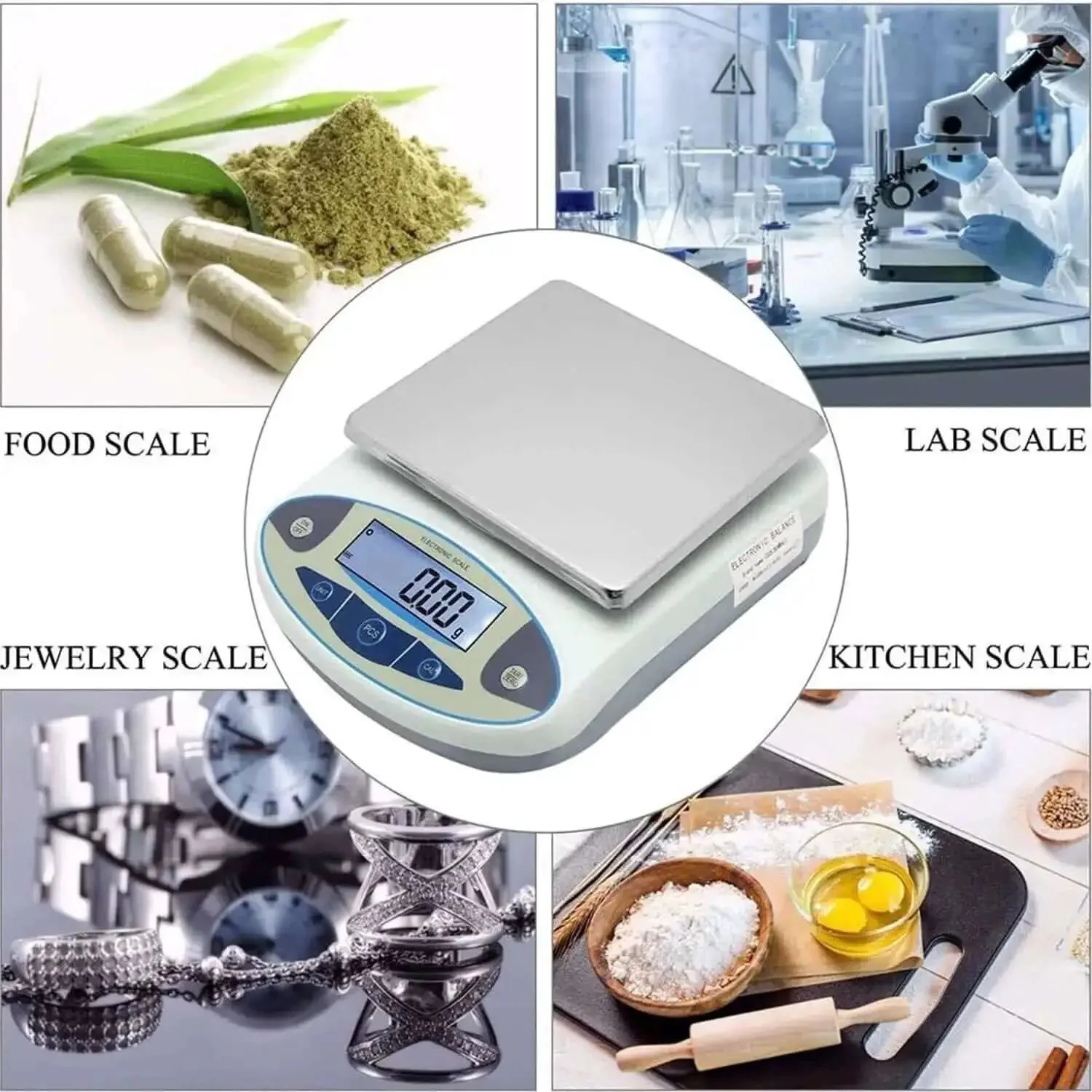 Pro Grade Digital Precision Balance 5000g By 0.01g Lab Scale For Jewelry Kitchen Science And Industrial Use With Stainless Steel Pan And Corrosion Resistant ABS Housing - Image 2