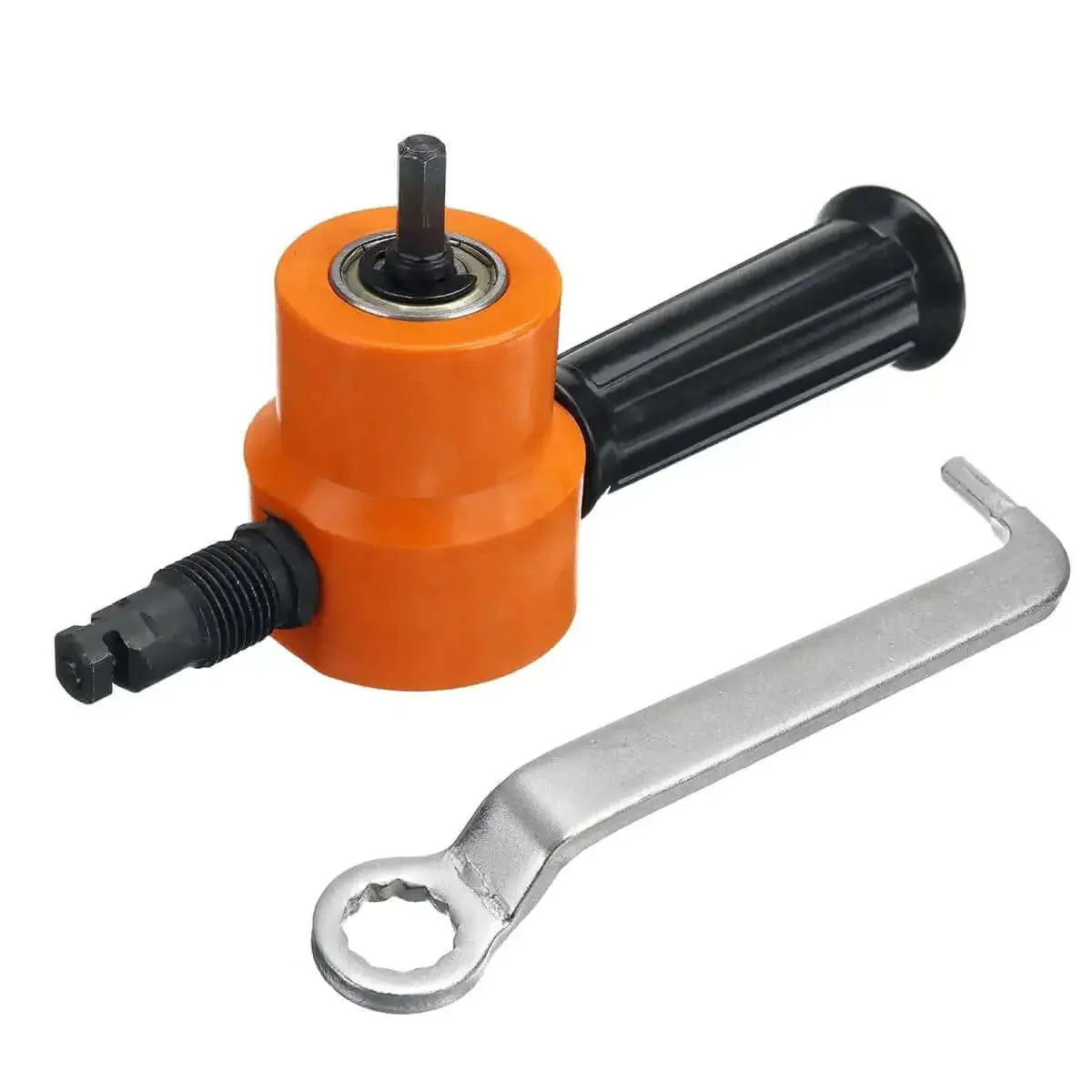 Pro Grade Double Head Sheet Metal Nibbler Drill Attachment 360 Degree Adjustable Drill Tool For Precise Metal Cutting Heavy Duty Nibbling Part With Wrench DIY Friendly Cutting Machine Accessory