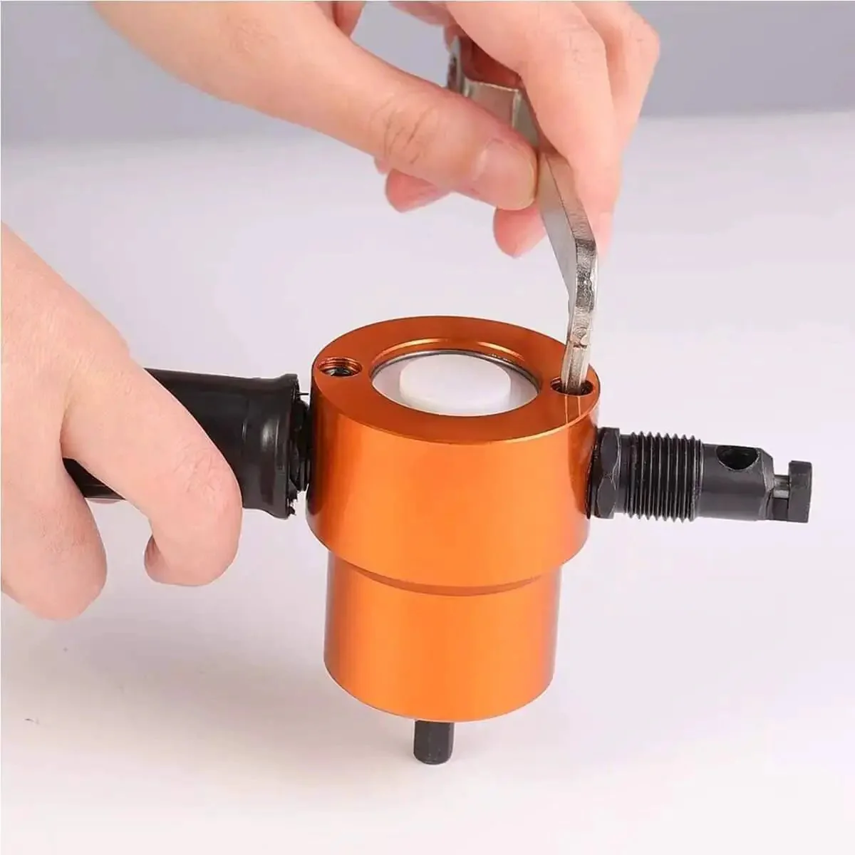 Pro Grade Double Head Sheet Metal Nibbler Drill Attachment 360 Degree Adjustable Drill Tool For Precise Metal Cutting Heavy Duty Nibbling Part With Wrench DIY Friendly Cutting Machine Accessory - Image 3