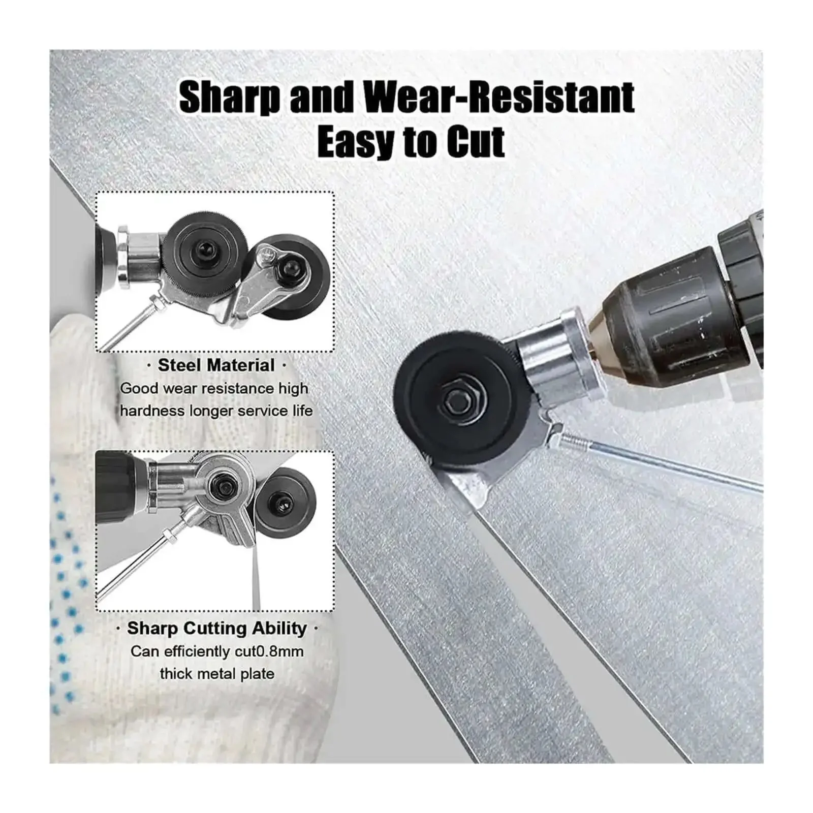 Pro Grade Drill Attachment Kit For DIY Metalworking Nibbler Plate Cutter And Sheet Metal Cutter With Electric Drill Accessory For Cutting Iron Steel Copper And Aluminum - Image 6