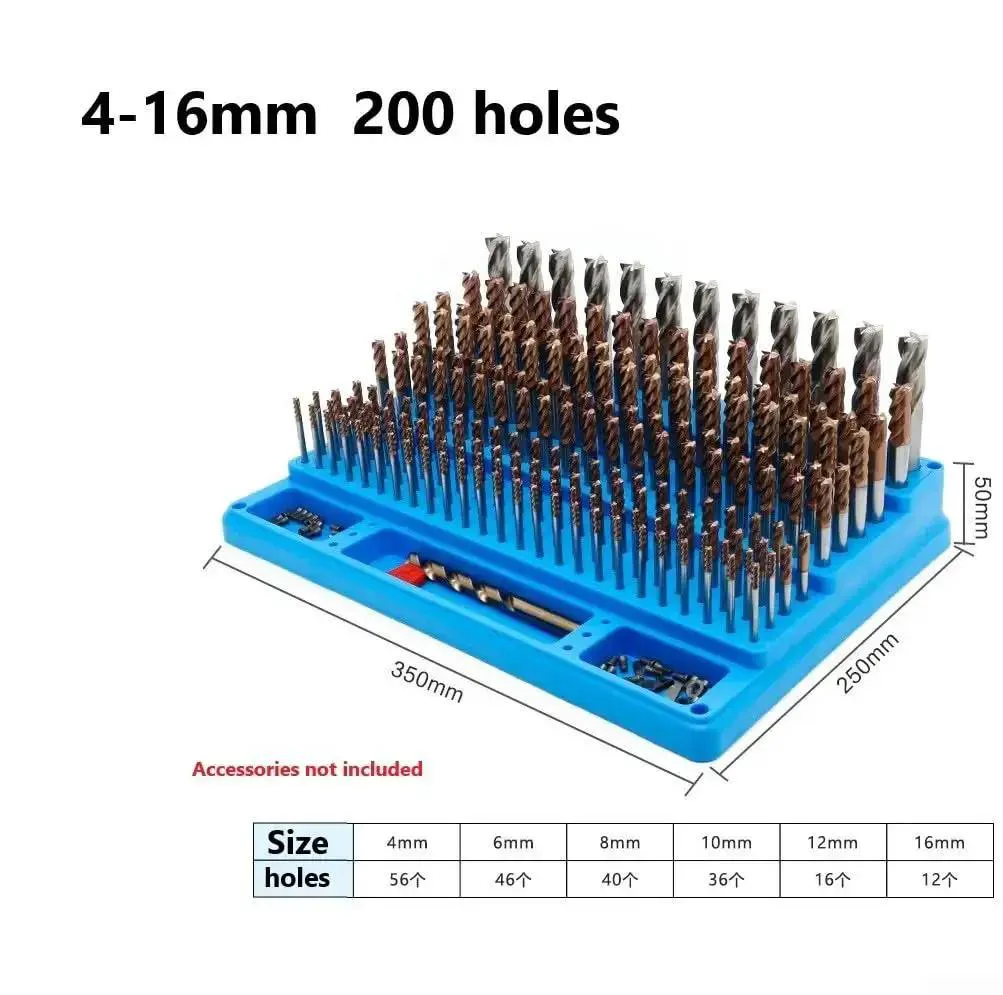Pro Grade Drill Bit And End Mill Storage Box Organizer With 82 To 288 Hole Capacity For 4 To 32 mm Tools Hardened Plastic Tool Holder Case For CNC Milling Woodworking And Mechanical Processing 4 To 16 mm 200 Holes - Image 3