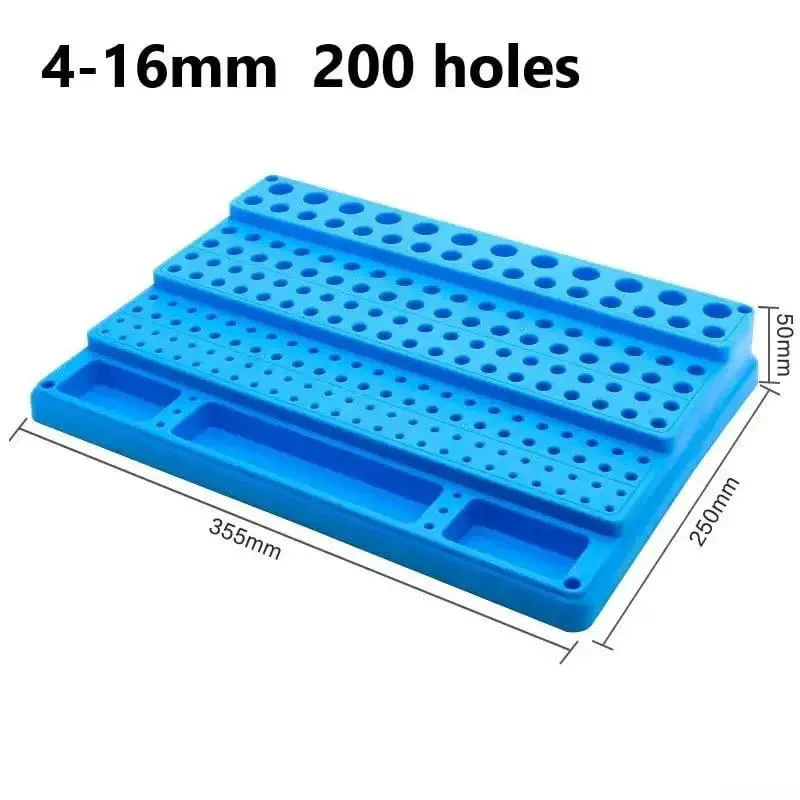 Pro Grade Drill Bit And End Mill Storage Box Organizer With 82 To 288 Hole Capacity For 4 To 32 mm Tools Hardened Plastic Tool Holder Case For CNC Milling Woodworking And Mechanical Processing 4 To 16 mm 200 Holes - Image 4