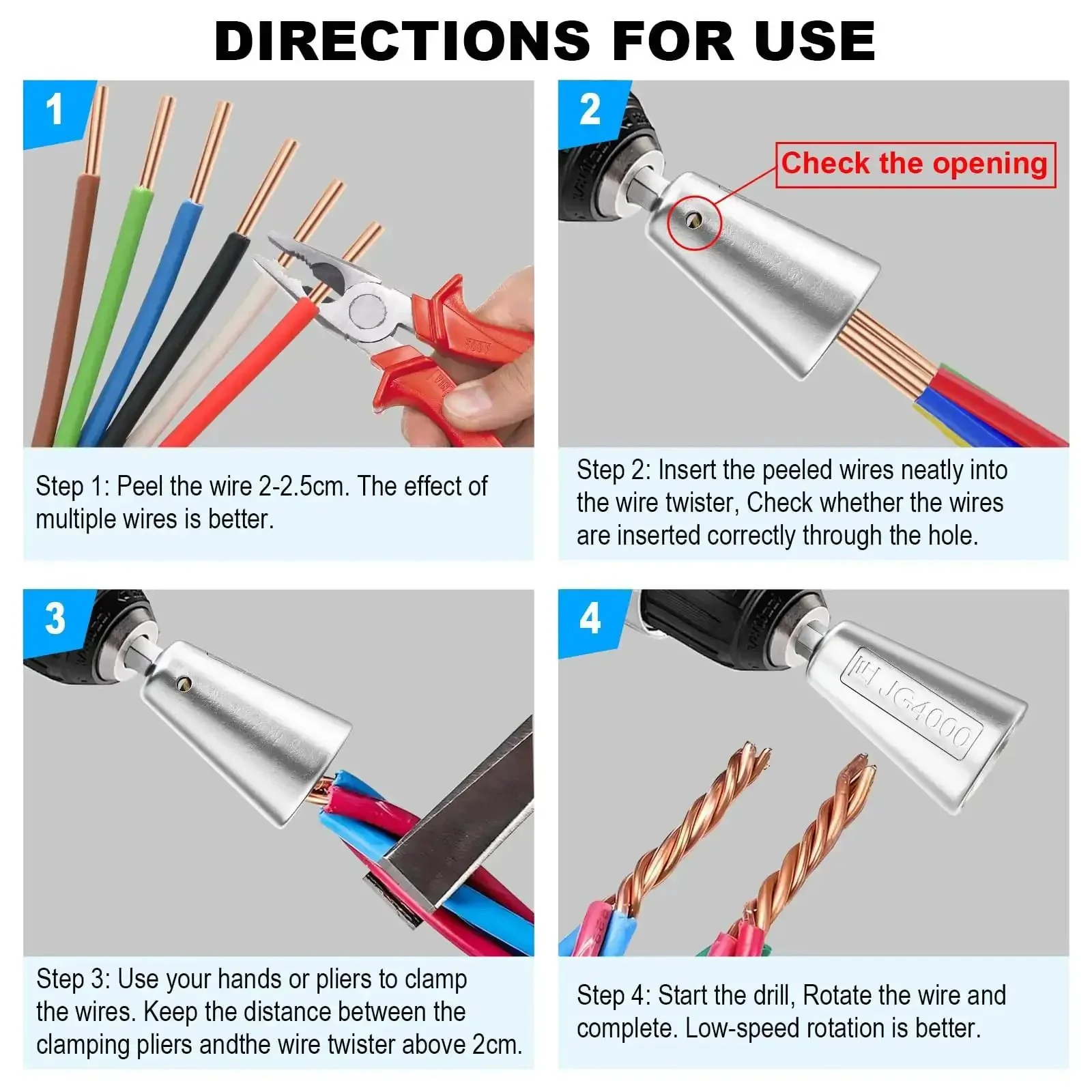 Pro Grade Drill Wire Twister Tool With 6MM Hex Shank For Fast Wire Nut Twisting And Cable Stripping Heavy Duty Durable Steel Twist Tool That Withstands 35000 Plus Twists Works With Power Drills For Easy Electrical Wiring - Image 3