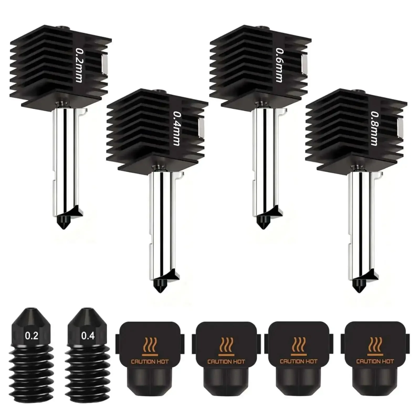 Pro Grade Drop In Multi Size Hotend Kit With 0.2mm 0.4mm 0.6mm 0.8mm Nozzles For A1 Mini And A1 3D Printers Hardened Steel Extruder Head Upgrade For High Temp Printing