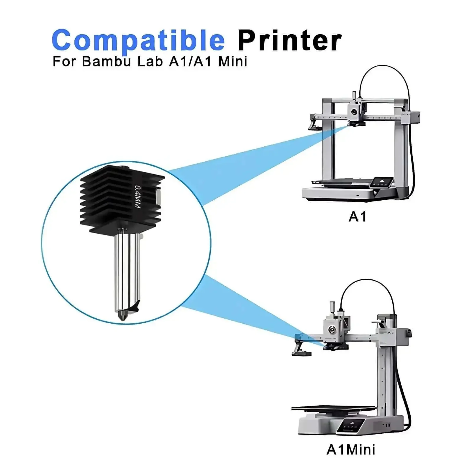 Pro Grade Drop In Multi Size Hotend Kit With 0.2mm 0.4mm 0.6mm 0.8mm Nozzles For A1 Mini And A1 3D Printers Hardened Steel Extruder Head Upgrade For High Temp Printing - Image 5