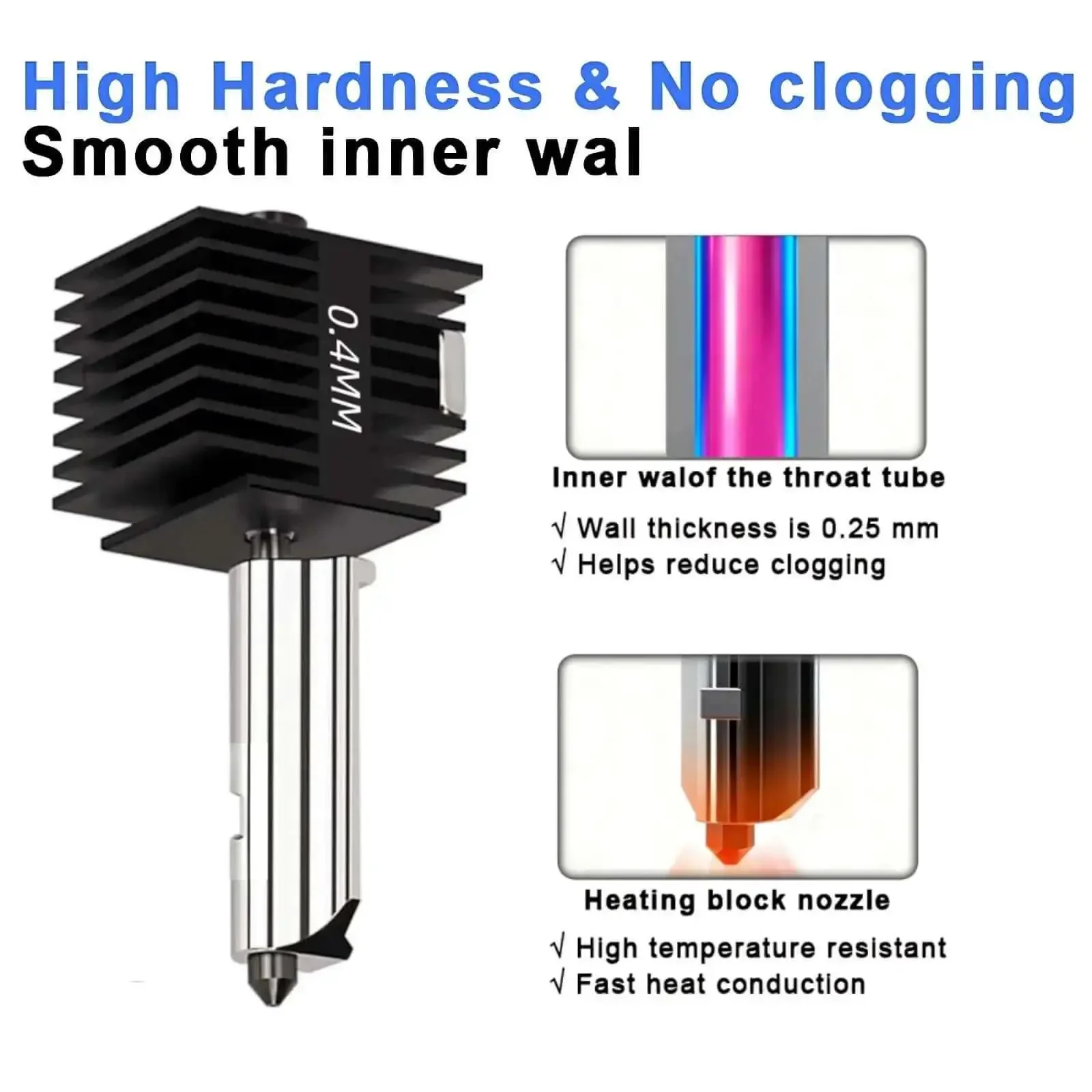 Pro Grade Drop In Multi Size Hotend Kit With 0.2mm 0.4mm 0.6mm 0.8mm Nozzles For A1 Mini And A1 3D Printers Hardened Steel Extruder Head Upgrade For High Temp Printing - Image 7