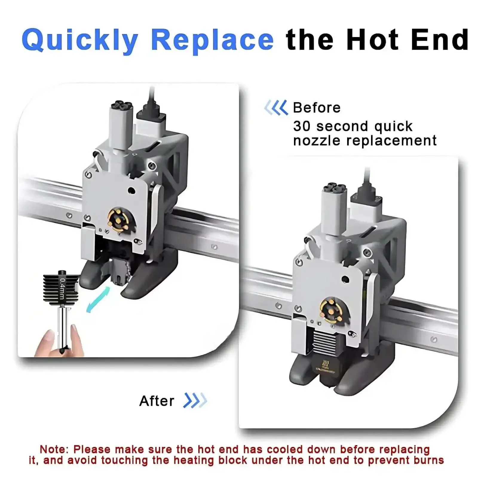 Pro Grade Drop In Multi Size Hotend Kit With 0.2mm 0.4mm 0.6mm 0.8mm Nozzles For A1 Mini And A1 3D Printers Hardened Steel Extruder Head Upgrade For High Temp Printing - Image 8