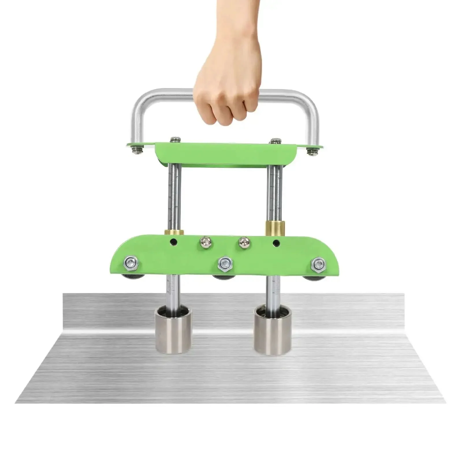 Pro Grade Green V Shaped Hand Sheet Metal Bender With Edge Bead Roller And Scale For Standing Seam Roofing Panels Making One Half To Five Inch Metal Roof Bends