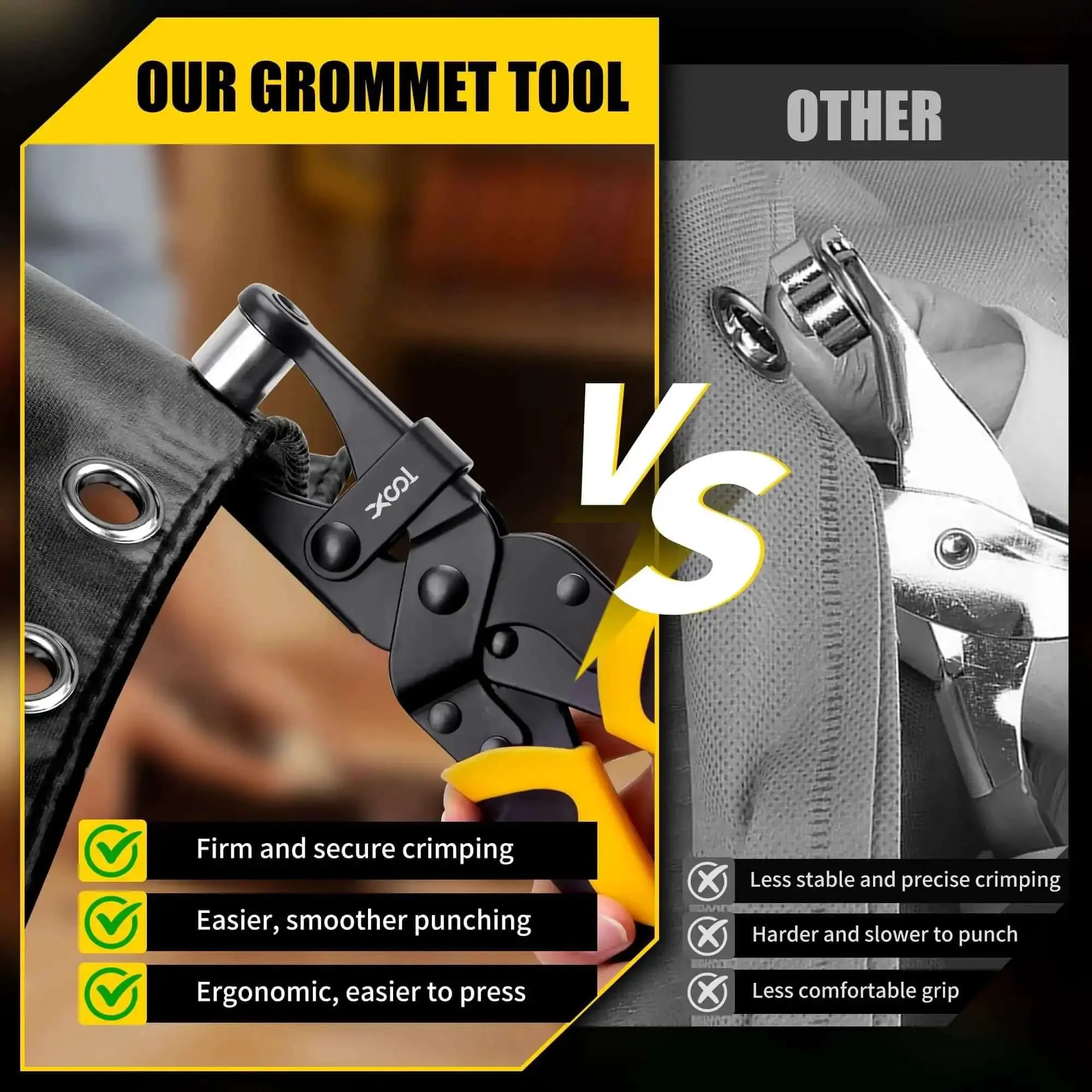 Pro Grade Grommet Tool Kit With Magnetic Alignment, 200 Pcs 3/8 Inch 10mm Grommets For Canvas Fabric Tarps And DIY Crafts, Leathercraft Punch Tool, Easy Setup, Precise, Durable And Versatile - Image 4