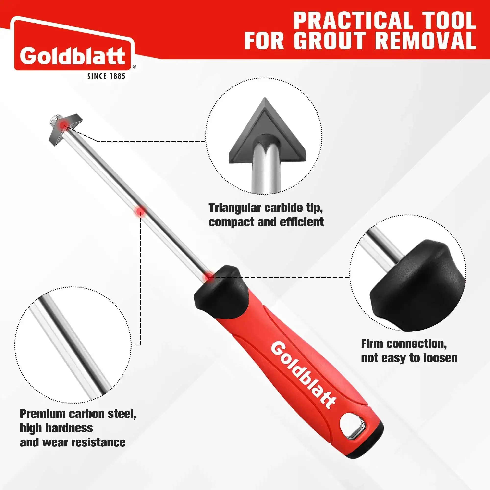 Pro Grade Grout Removal Tool With Replacement Carbide Tip Caulking Remover And Scraper With Soft Grip Handle For Cleaning Floor Tile Gaps Joints And Corners - Image 7