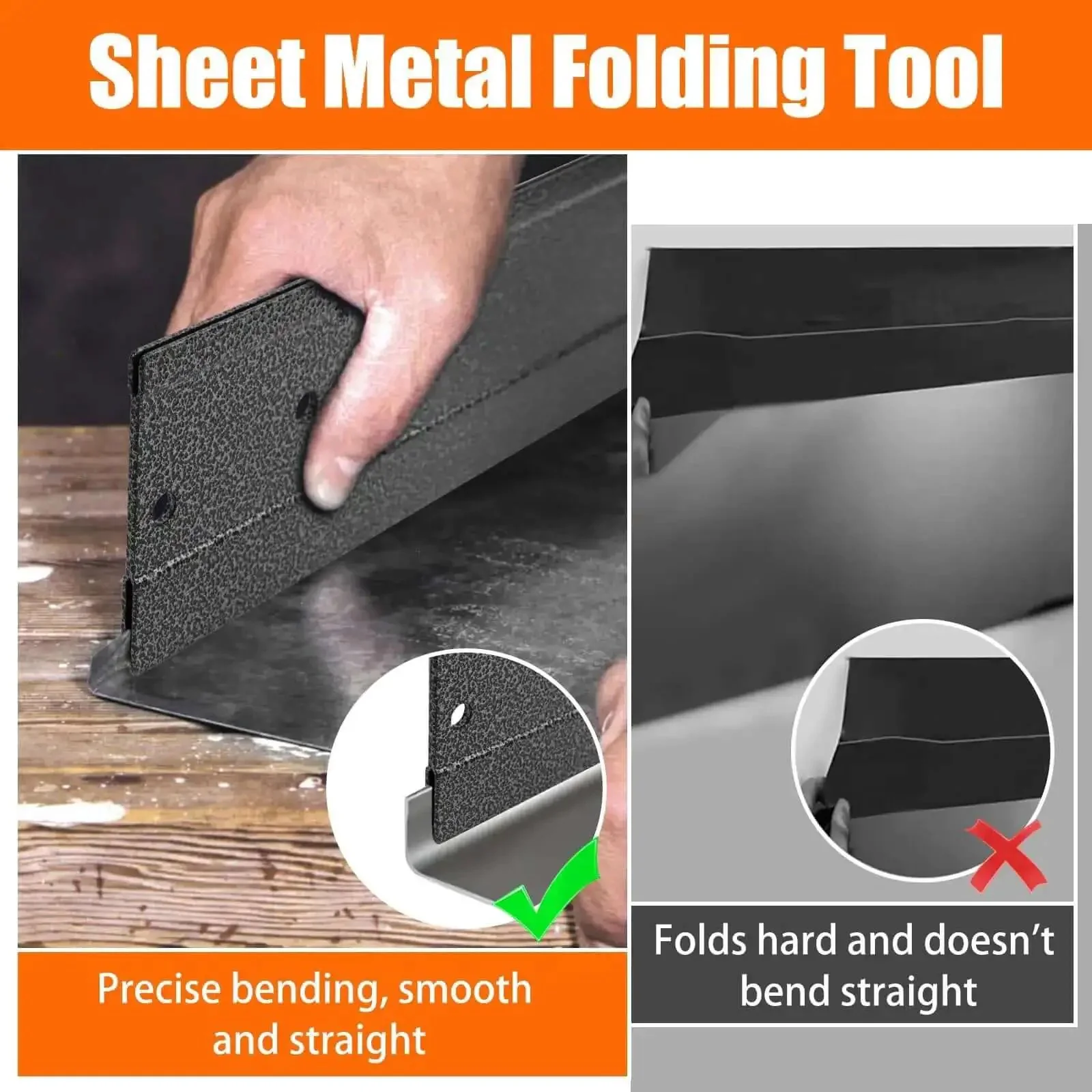 Pro Grade Heavy Duty 12 Inch Sheet Metal Bender Tool With Dual Folding Depths 3/8 Inch And 1 Inch For Ductwork HVAC Fittings And Metal Roof Work Handy DIY Friendly Metalworking Tool - Image 2
