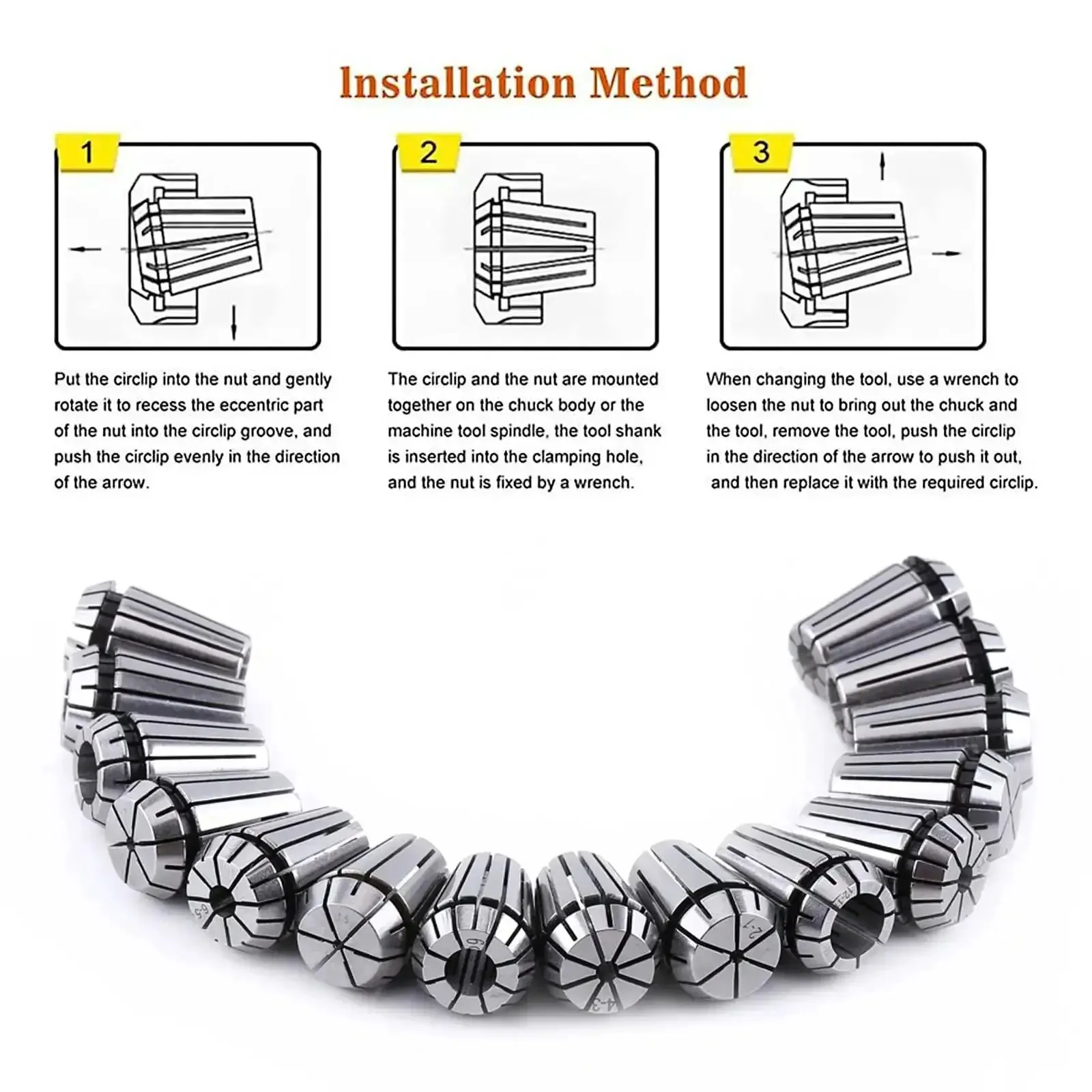 Pro Grade Heavy Duty 15 Piece ER20 Collet Set Ranging 1 To 13 mm In Metric Steel With 65Mn Spring Steel Construction Hardened Jacket To Resist Deformation And Bursting Individually Packaged And Labeled For Easy Workholding On CNC Milling Lathe Engraving - Image 5