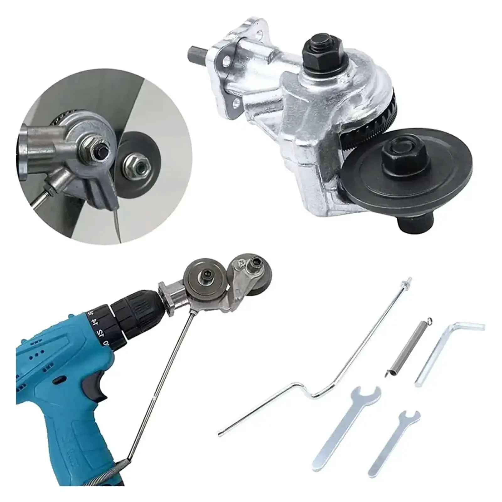Pro Grade Heavy Duty Drill Plate Cutter Kit With Metal Nibbler Attachment And Adapter, Double Headed Sheet Metal Cutter For Electric Drills, DIY Metalworking Tool For Cutting Steel And Aluminum Sheets - Image 3