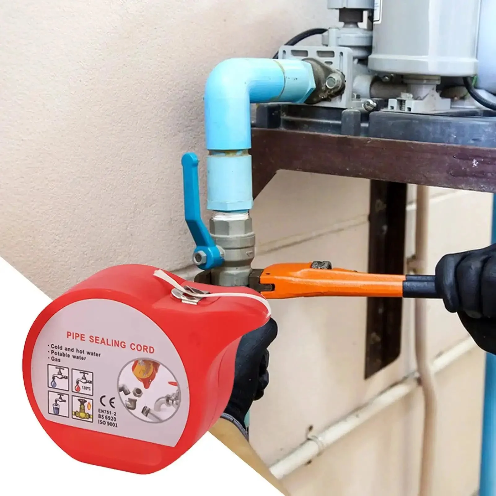 Pro Grade High Temp Pipe Repair Tape for Fast Sealing and No Leak Prevention, Hose Repair Cord and Thread Sealant, Adjustable Anti Leak Tape for Industrial Use Up To 130C, Durable, Easy To Apply - Image 8