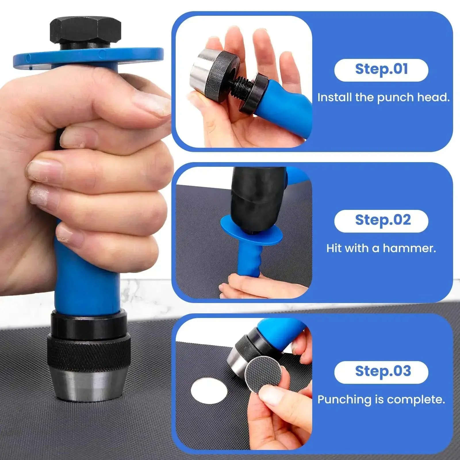 Pro Grade Hollow Punch Kit With Pin Point Shaft For Gaskets And Leather Work Rubber Hole Cutter Set With Thirteen Sizes From Three Sixteenths To One And Three Eighths Inch Includes Case And Spring Center Pin For Precise Holes And Easy Gasket Prep - Image 3