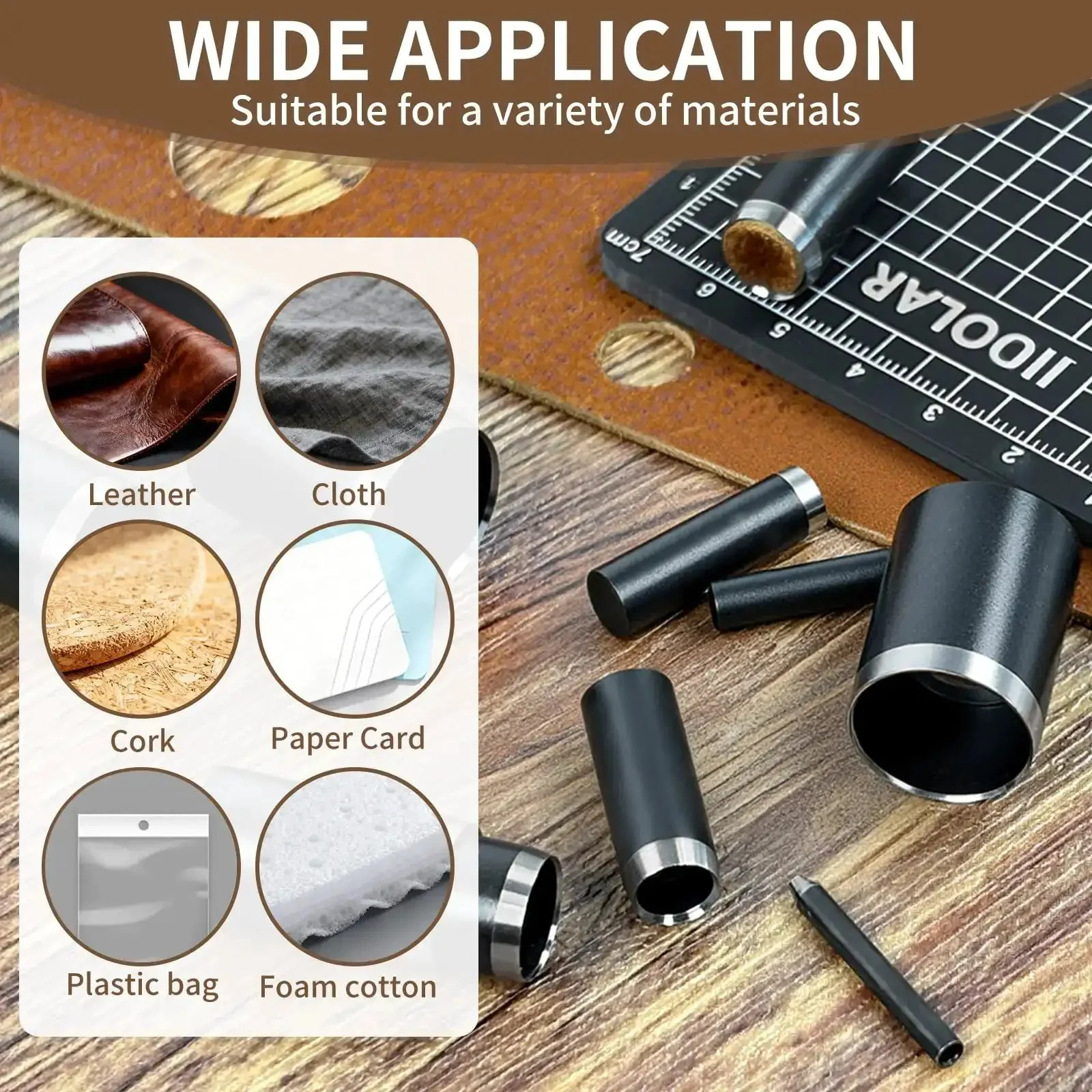 Pro Grade Leather Circle Cutter Tool Set 13 Piece Circle Punch Kit With Diameters From 3mm To 25mm For DIY Leathercrafts High Carbon Steel Round Cutting Dies And Precise Hole Punch Tool Kit - Image 5