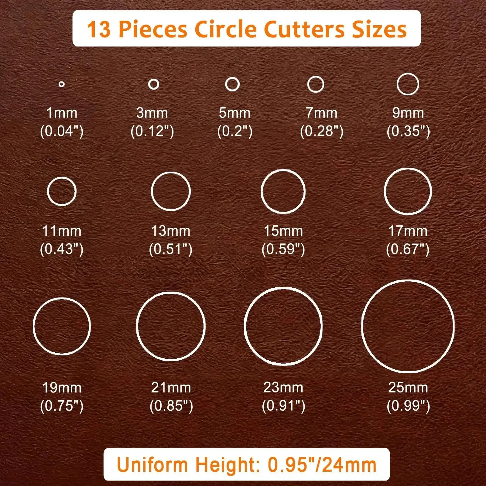 Pro Grade Leather Circle Cutter Tool Set 13 Piece Circle Punch Kit With Diameters From 3mm To 25mm For DIY Leathercrafts High Carbon Steel Round Cutting Dies And Precise Hole Punch Tool Kit - Image 9
