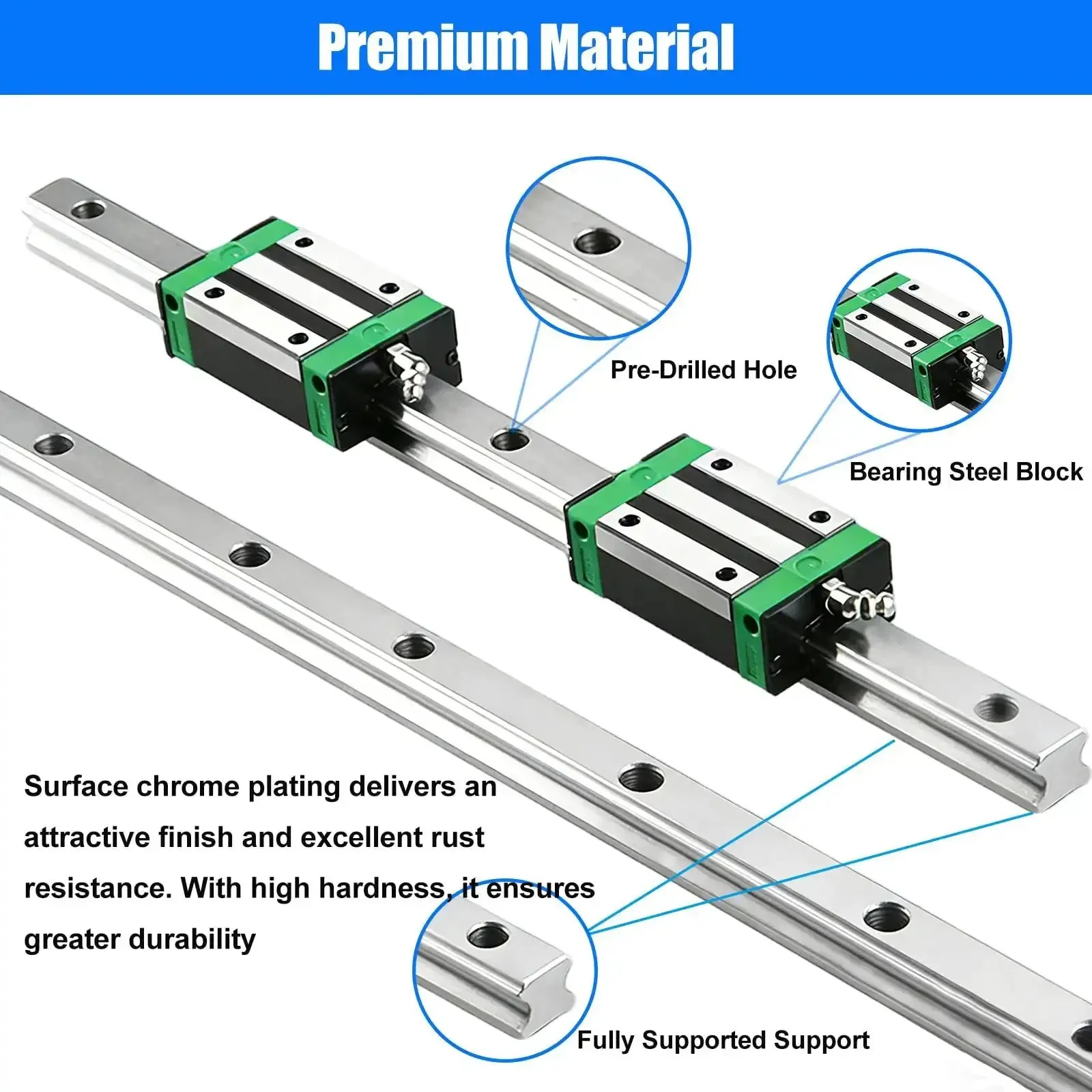 Pro Grade Linear Guide Rail Kit With 200mm Rails And Four HGH20CA Bearing Blocks For 3D Printers, CNC Routers, Lathes, And DIY Automation Projects Delivering Workhorse Precision, Rust Resistant Build, Easy Install, And Plug And Play Setup - Image 6