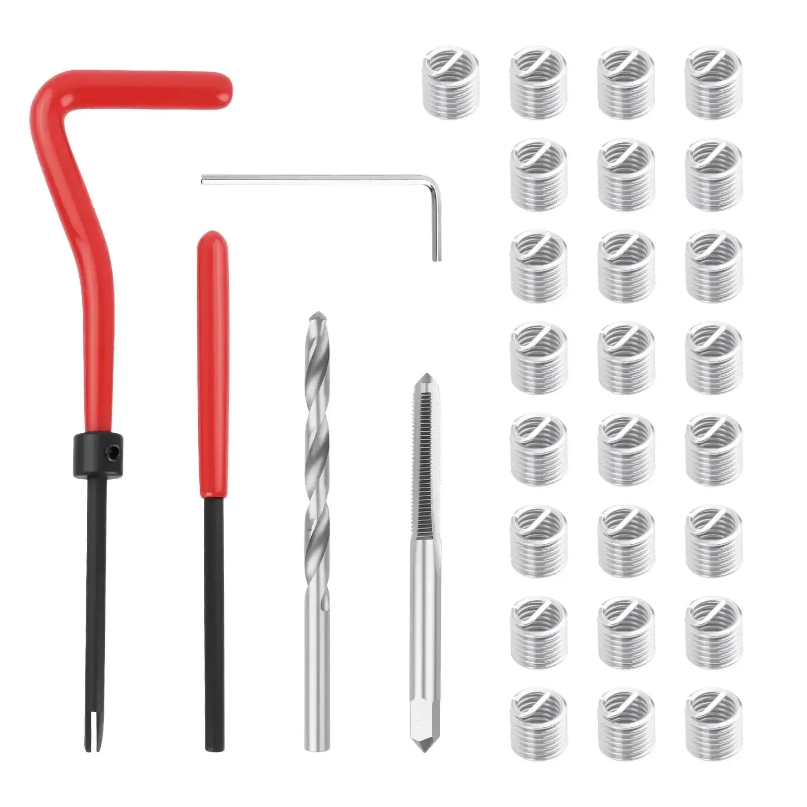 Pro Grade M5x0.8 Stainless Steel Thread Repair Kit DIY Rethreading Tool With Twist Drill for Internal Thread Hole Repair in Cars and Machinery Restore Damaged Threads and Strengthen Fasteners