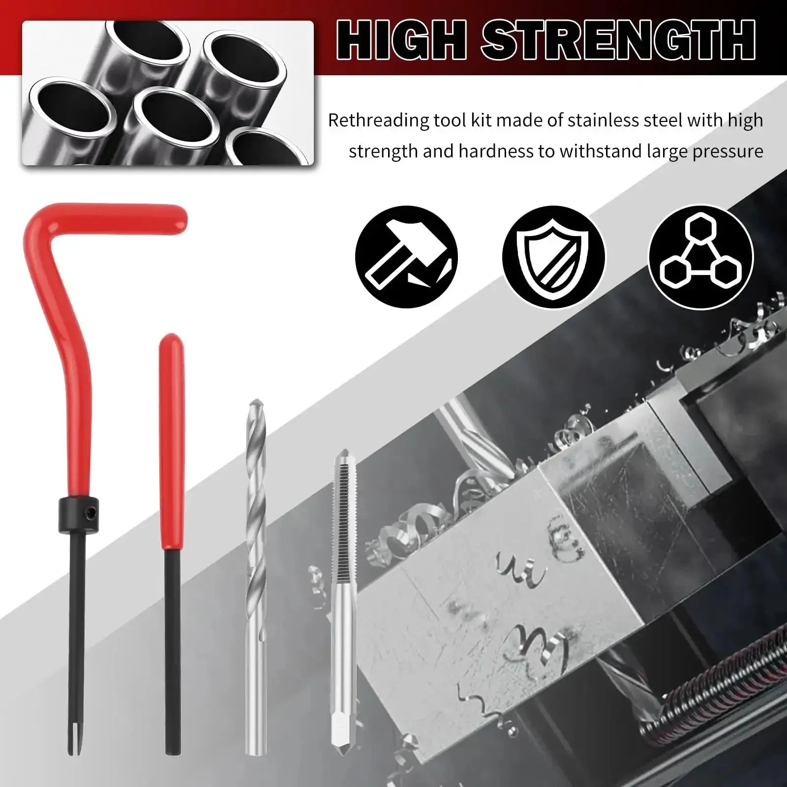 Pro Grade M5x0.8 Stainless Steel Thread Repair Kit DIY Rethreading Tool With Twist Drill for Internal Thread Hole Repair in Cars and Machinery Restore Damaged Threads and Strengthen Fasteners - Image 5