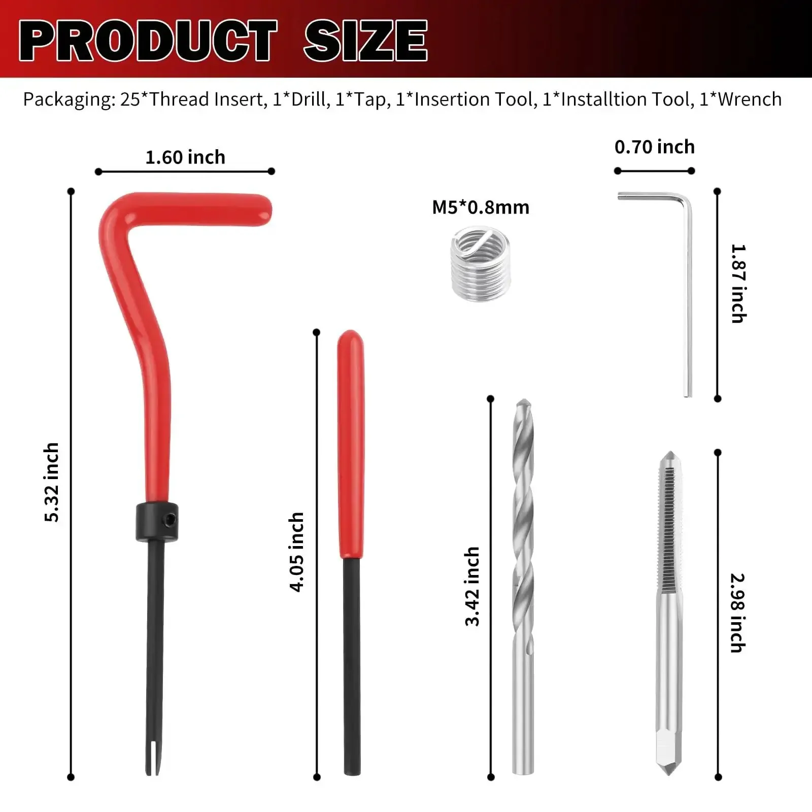 Pro Grade M5x0.8 Stainless Steel Thread Repair Kit DIY Rethreading Tool With Twist Drill for Internal Thread Hole Repair in Cars and Machinery Restore Damaged Threads and Strengthen Fasteners - Image 7