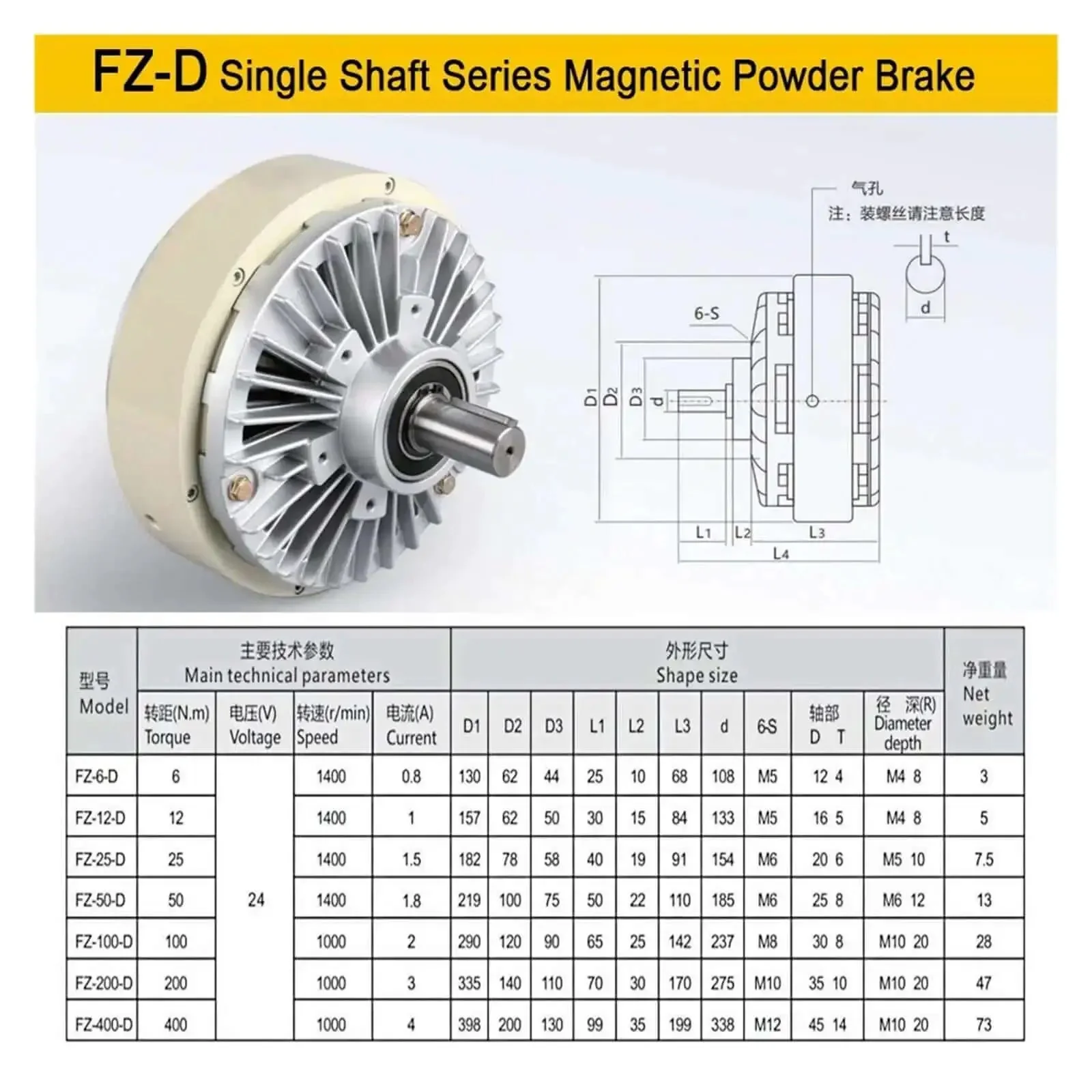 Pro Grade Magnetic Powder Brake Tension Controller Kit For Textile Machines Magnetic Particle Brake DC 24V 6Nm To 400Nm Torque Range 1400 RPM Unwind Non Contact Torque Transmission Adjustable Current For Precise Durable Tension Control - Image 4