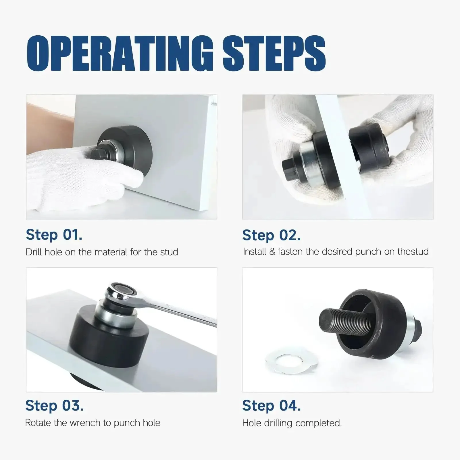 Pro Grade Manual Knockout Punch Kit With Heavy Duty Die Set For Electrical Conduit And Metal Sheet Includes One Half Inch To One And One Quarter Inch Dies For Clean Burr Free Holes - Image 6