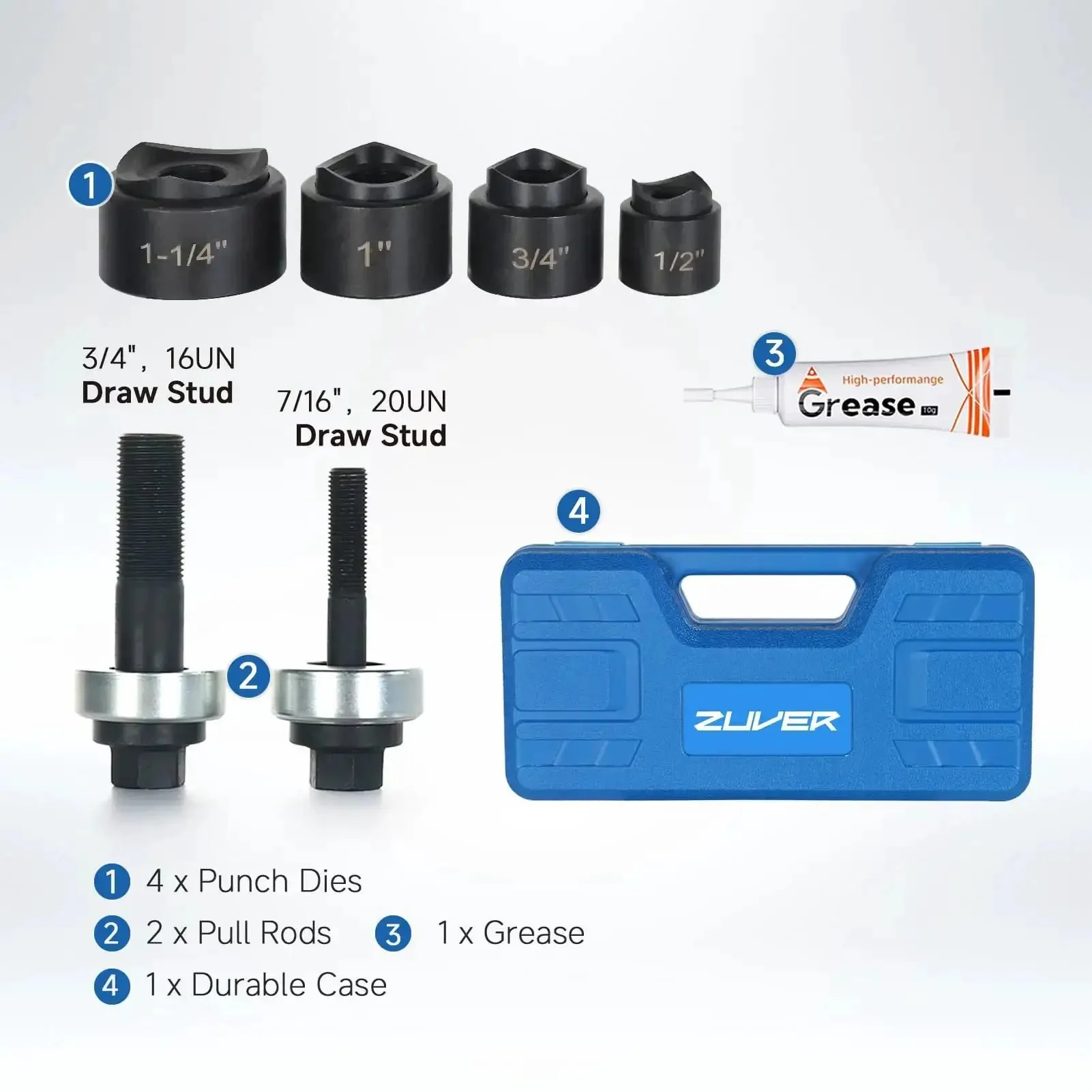 Pro Grade Manual Knockout Punch Kit With Heavy Duty Die Set For Electrical Conduit And Metal Sheet Includes One Half Inch To One And One Quarter Inch Dies For Clean Burr Free Holes - Image 7