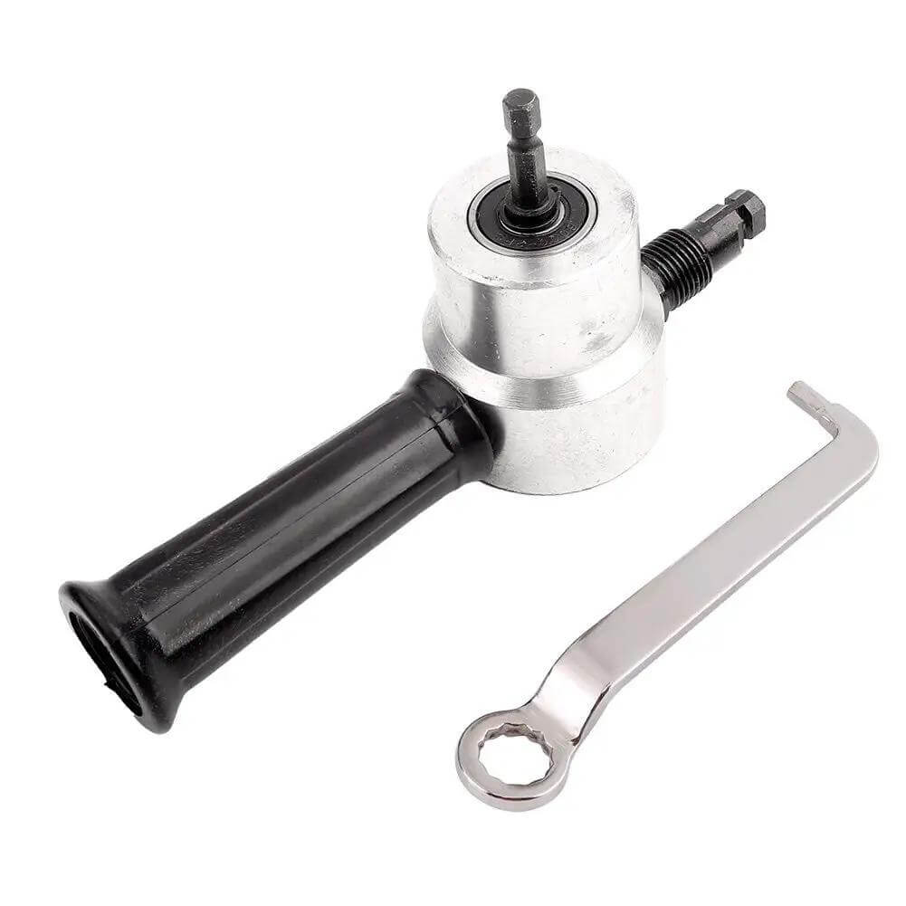 Pro Grade Metal Sheet Cutter Kit With Double Head Drill Attachment For Steel Copper Aluminum And Stainless Cuts 360 Degree Adjustable Nibbler Tool For Electric Drills Versatile Metalworking And DIY Projects - Image 5