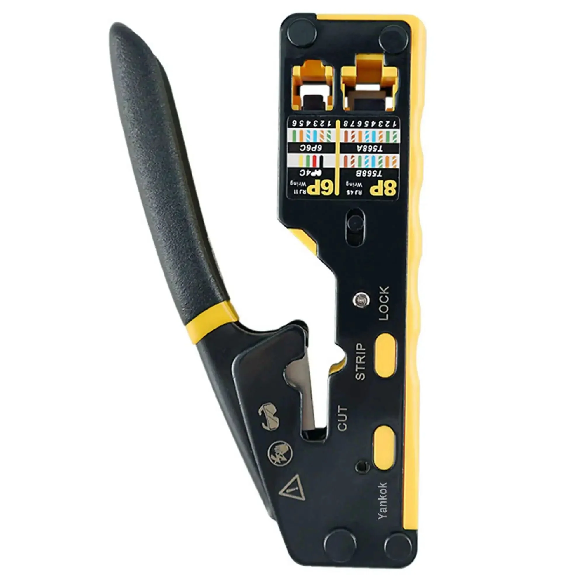 Pro Grade Pass Through Crimping Tool For RJ45 RJ12 RJ11 Connectors With Built In Pass Thru Blade Crimps Cat5 Cat6 Cat7 Cables Shielded And Unshielded 8P8C And 6P6C 6P4C 6P2C Easy Strip Cut - Image 4