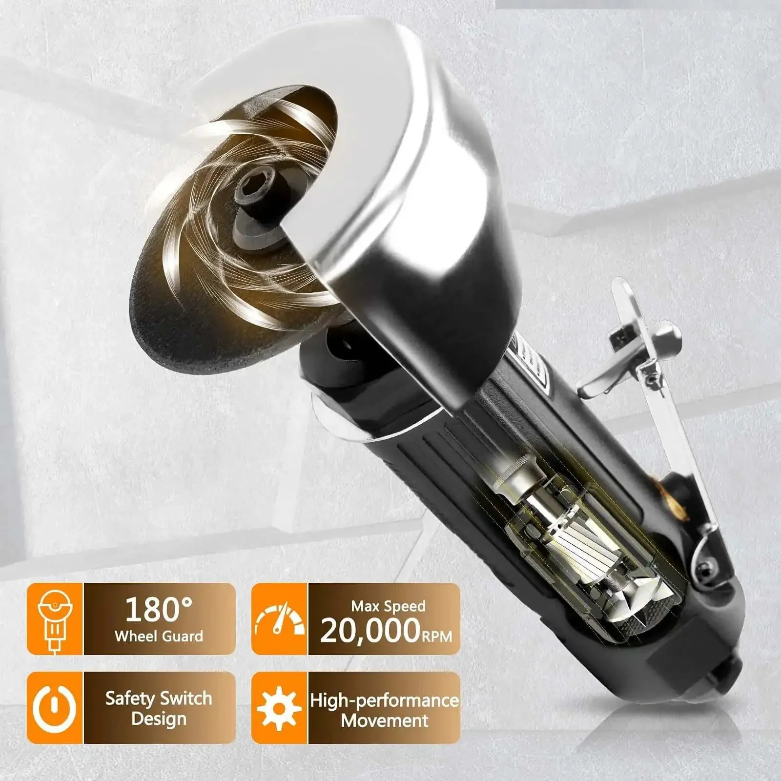 Pro Grade Pneumatic Cut Off Tool Kit With Two 3 Inch Die Grinder Cut Off Wheels Heavy Duty Metal Sheet Cutter Up To 20000 RPM Complete Set With Wrenches And One Quarter Inch NPT Fitting Ready To Tackle Metal Cutting Tasks - Image 6