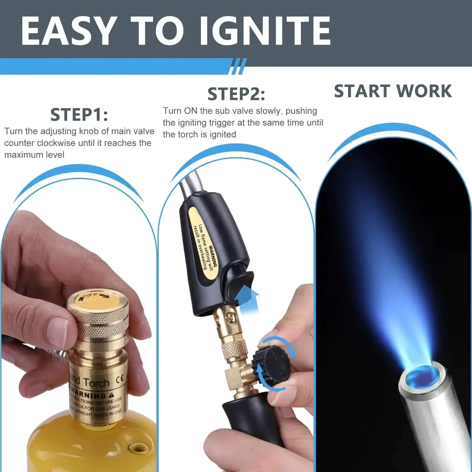 Pro Grade Propane Torch Hose Kit With 3.6 Foot Hose, MAP Gas Torch Kit With Trigger Start And Adjustable Heat Up To 3600F, Soldering And Welding Fuel System For MAP And Propane, Includes Cylinder Clip - Image 5
