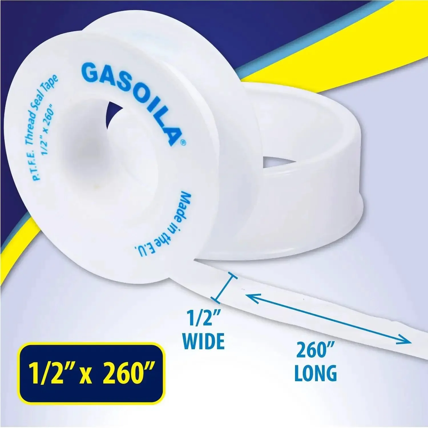 Pro Grade PTFE Thread Seal Tape Half Inch by 260 Inch For Plumbing And Water Lines, Leak Proof Seal, Non Toxic, High Density Tape For Tight Quick Fix Pipe Connections - Image 3