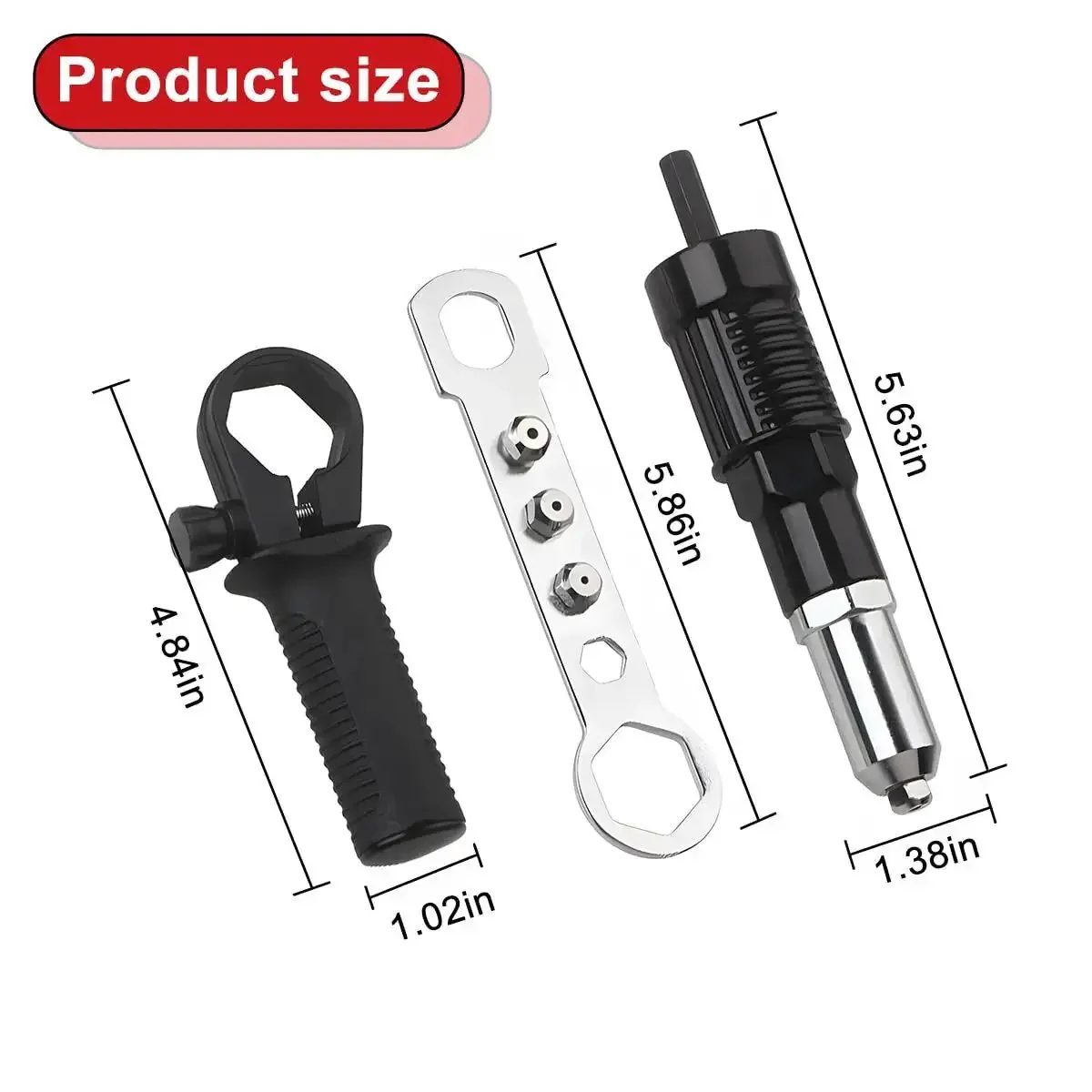 Pro Grade Rivet Gun Adapter Kit For Cordless Drills With Alloy Steel Head And Comfortable Grip Four Rivet Heads Pop Riveting Nut Tool Drill Attachment Universal Fit Built Tough Rugged Riveter Accessory For Quick And Clean Metal Fastening - Image 6