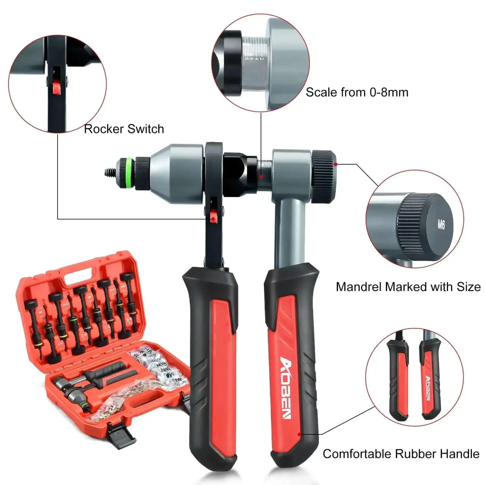 Pro Grade Rivet Nut Tool Kit With Nutsert Gun, Upgraded Rivnut Tool With 10 Metric And SAE Mandrels, 100 Rivnuts, And Rugged Carrying Case For Auto Body, Industrial And DIY Projects - Image 7