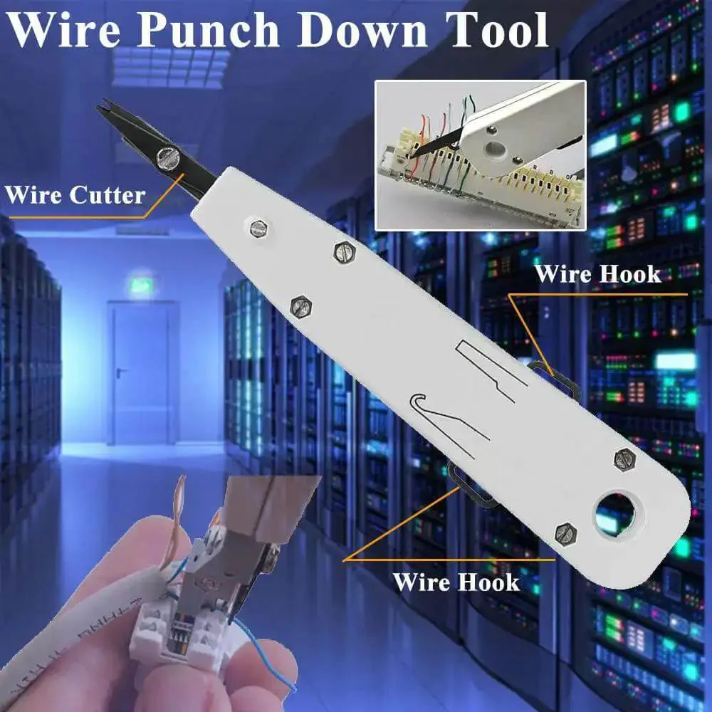 Pro Grade RJ45 Cat6 Crimp Tool Set With Pass Through Connectors For Ethernet Cabling Includes 50 Crimp Heads 50 Connector Covers 100 Cable Ties Stripper Pliers Punch Down Tool And Carry Case For Quick DIY And Professional Installations - Image 5