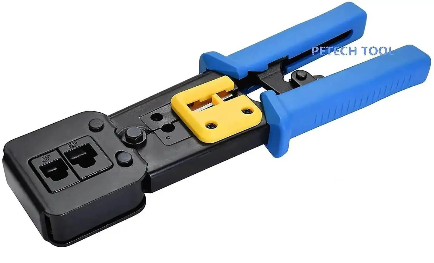 Pro Grade RJ45 Crimp Tool Pass Through Kit With 5 Replacement 8 Pin Blades For Cat5 Cat5e Cat6 Ethernet Cables RJ11 RJ12 End And Regular Pass Through Connectors Cuts Strips And Crimps Twisted Pair Cable Includes 1 Tool And 5 Blades - Image 7