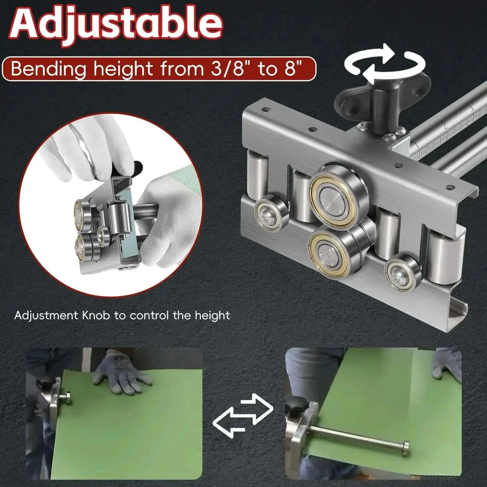 Pro Grade Sheet Metal Bender Tool With Adjustable Bend Height From Three Eighths To Eight Inches Handy DIY Bending Tool For 24 Gauge Steel And Lighter Great For Copper Aluminum Zinc And Steel Up To 90 Degrees - Image 6