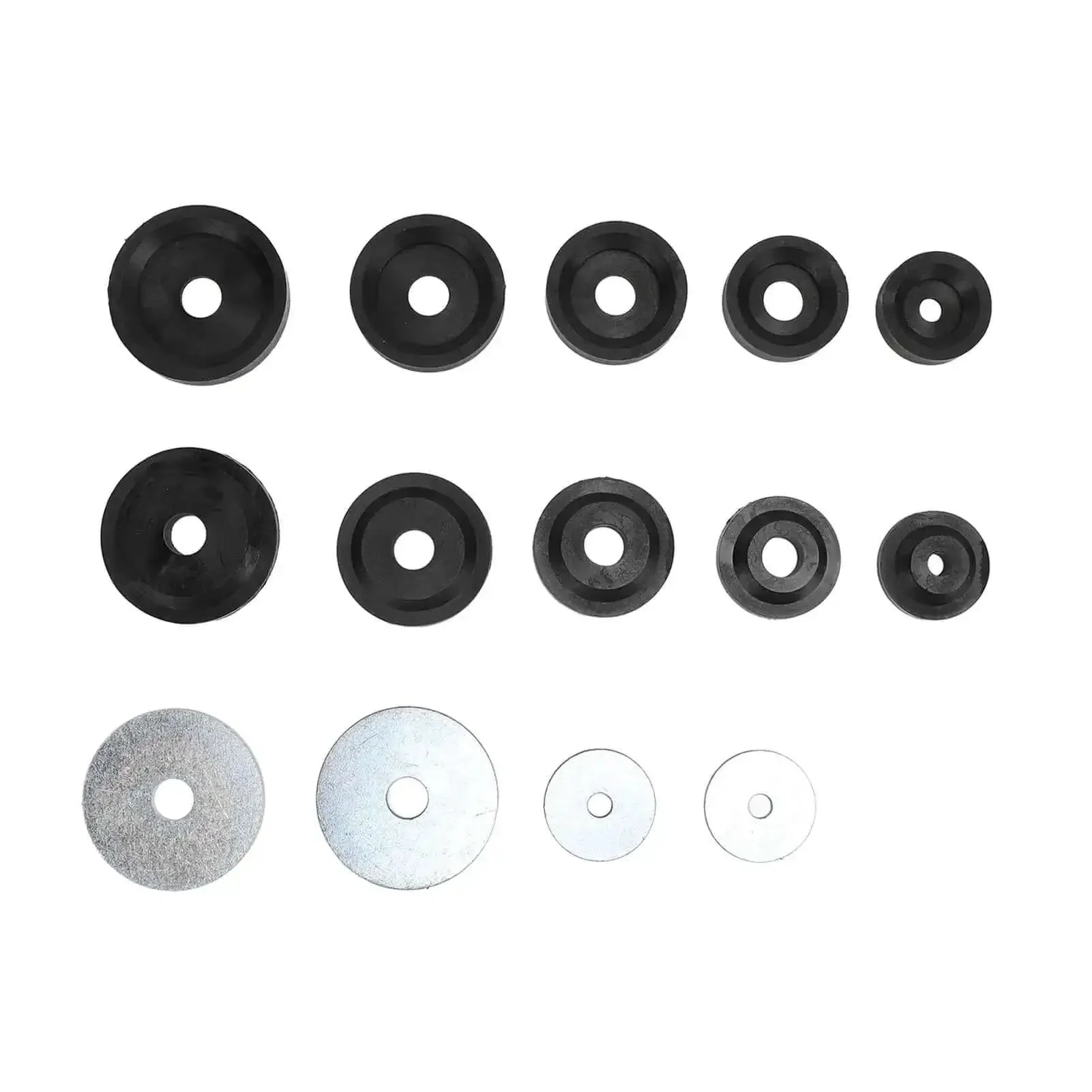 Pro Grade Sheet Metal Dimple Die Set With Backing Discs For Flared Holes, Carbon Steel, Replacement For Hydraulic Punch Driver Kit, 5 Size Range From 1.115 In To 2.375 In, Built Tough For Metal Fabrication