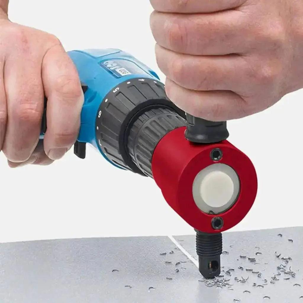 Pro Grade Sheet Metal Nibbler Cutter For Drills 360 Degree Adjustable Cutting Tool Kit With Wrench Double Head Nibbler For Straight Curve And Circle Cuts Durable Metal Cutting Attachment For Steel Aluminum Copper - Image 2