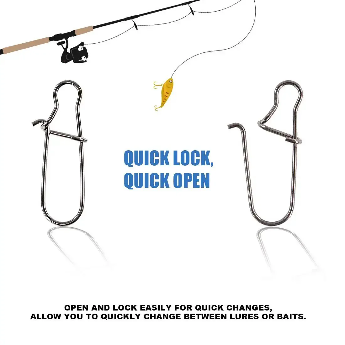 Pro Grade Stainless Steel Duo Lock Snaps With Smooth Swivels And Slide Rings For Fishing Lure Connectors, Tough Freshwater And Saltwater Gear, Assortment Kit, 40 To 220 Lb Test - Image 2